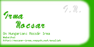 irma mocsar business card